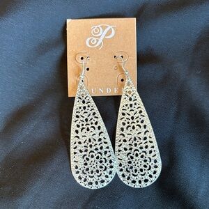 Plunder Intricate Silver Teardrop Earrings
